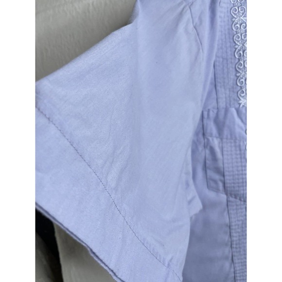 Vintage Men's Latin Guayabera Shirt XXL Blue Button Up Short Sleeves - Picture 6 of 7